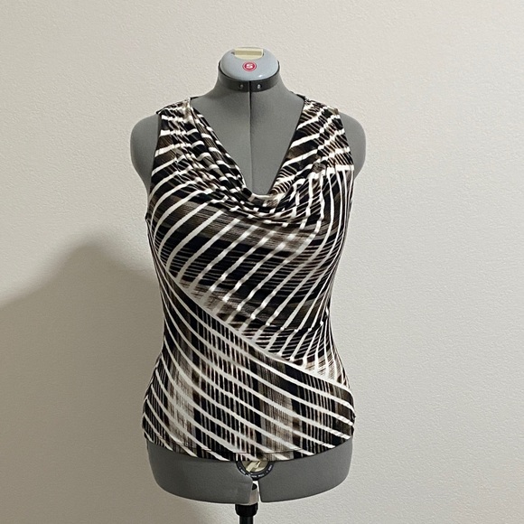 Calvin Klein Tops - Calvin Klein Sleeveless Top Blouse Small Black White Taupe